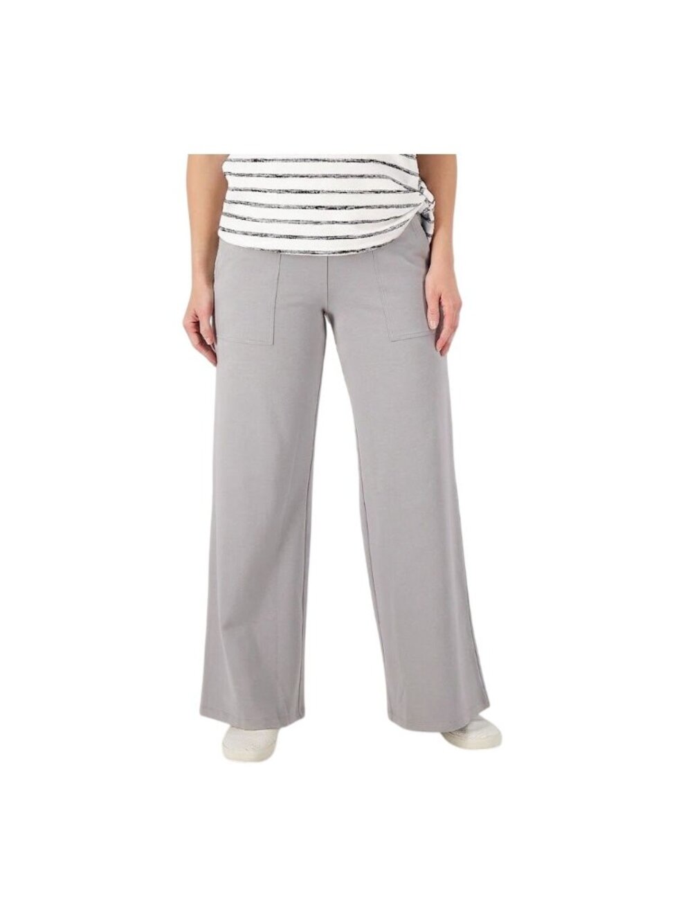 Women with Control Pants XXS Tall Tummy Control Wide Leg Dove Gray Neutral NEW